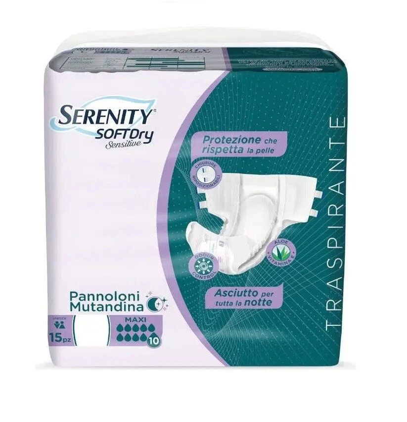 Pannoloni a mutandina con adesivi Serenity sensitive assorbenza maxi 60 pezzi