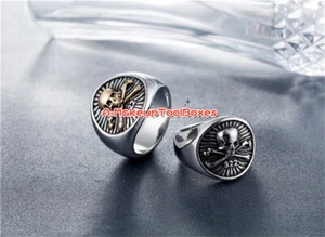 Men Gothic Stainless Steel Secret Society 322 Skull Bones Ring Szie 7-13# J314 - Picture 1 of 6