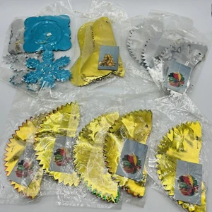 Lot of 13 Vintage Foil Paper Christmas Honeycomb Bell Ball Snowflake Ornaments - Picture 1 of 11