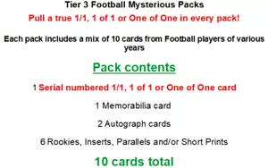 NFL FOOTBALL HOT LOT Mysterious Packs TRUE 1/1 GUARANTEED! 1 Of 1 Repack Auto GU - Picture 1 of 1