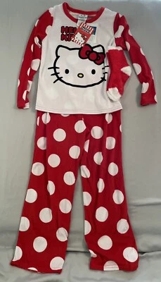 Hello Kitty Pajamas Girls Size 8 Red and White Top Bottoms Socks Set - Image 1 of 4