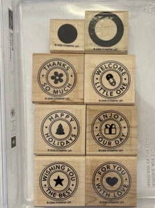 Stampin Up! Riveting Set of 8 Wood Stamp Set (Used) Free Shipping - Picture 1 of 2