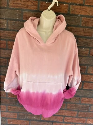 $126 NUEVO CON ETIQUETAS Wild Fox Rosa Tie Dye Sudadera con Capucha Mediana Olivia Pullover Sudadera Bolsillo Foto 1 de 4
