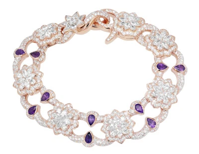 Pear-Marquise 16 1/2 CT Real Diamond 2 7/10 CT Real Amethyst Bracelet 16mm 10... - Image 1 of 4