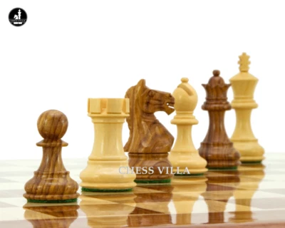 3.25″ Fierce Knight Staunton Chess Pieces Only Set – Weighted Golden Rosewood - Image 1 of 4