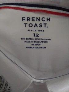 French Toast Big Boys Uniform White Dress Shirt Size 12 NWTS - Picture 1 of 3