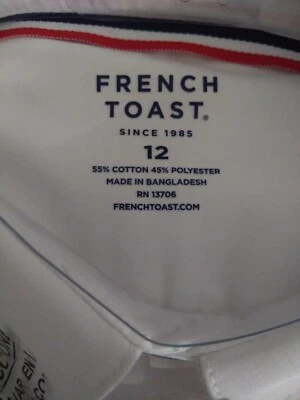 Camisa de vestir blanca uniforme French Toast Big Boys talla 12 nueva con etiquetas  Foto 1 de 3