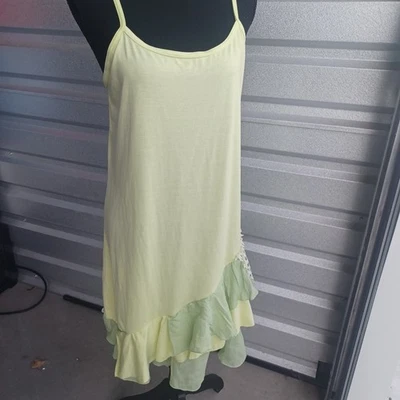 Tanque Pretty Angel De Colección Y2K Verde Sirena Fairycore Malla En Capas Correa Espagueti   Foto 1 de 4