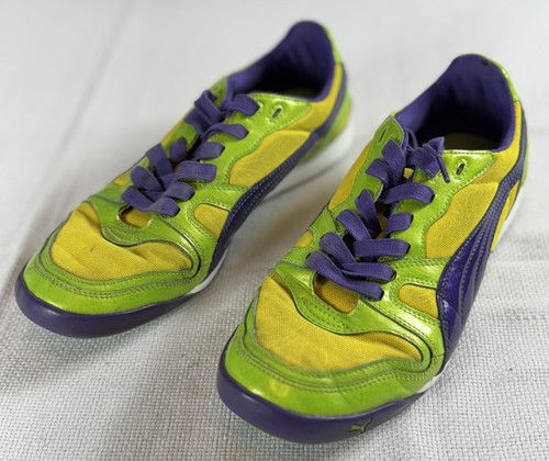 Scarpe Puma uomo taglia 9 verde giallo viola stringate basse sportive 348450 02