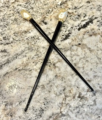 复古漆筷珍珠母和水钻发针 — 第 1/2 张图片
