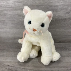 Ty Beanie Buddies FLIP weiße Katze Plüsch blaue Augen rosa Schleife Stofftier Spielzeug - Bild 1 von 9