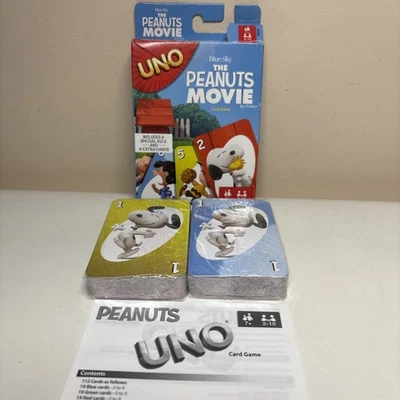 UNO The Peanuts Movie Card Game Charlie Brown Snoopy Complete Instructions NEW - Image 1 of 4