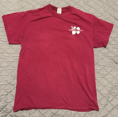 Camiseta Trader Joes Para Hombre Mediana Granate Defectos Envejecidos Usada Hibisco Foto 1 de 4