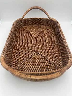 Pampered Chef Woven Selections 11x19 Rectangle Wicker Basket Casserole Handles - Image 1 of 4