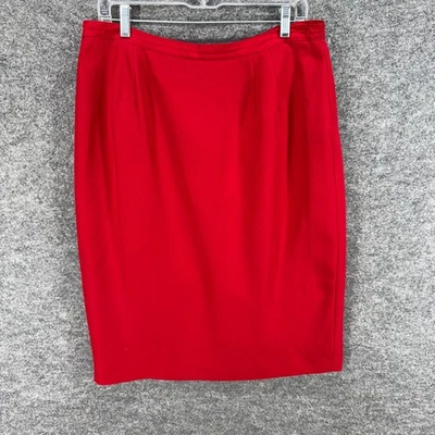 Falda Larry Levine Mujer 16 Roja Línea A Midi tiro medio forrada botón informal lisa Foto 1 de 4