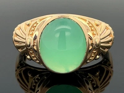 RING GR.17 (CA.53)  AUS 925 /-SILBER VERGOLDET MIT CHRYSOPRAS SCHMUCKJAGD - Bild 1 von 3