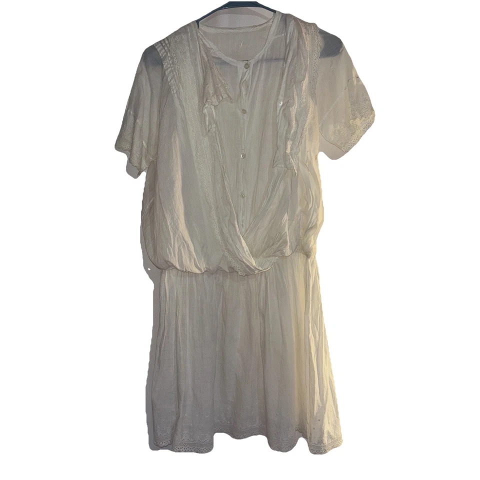Antiguo Vestido Eduardiano Niñas Corte Tea Lawn Blusa Cintura Talla 10-12 Dañado Foto 1 de 4