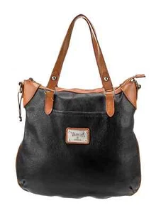 Bolso de hombro Valentina Carrano de cuero negro y marrón - Imagen 1 de 7