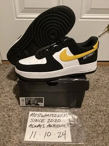 DS 2022 Nike Air Force 1 '07 LV8 Athletic Club Black University Gold Men Sz 9.5 - Picture 1 of 11