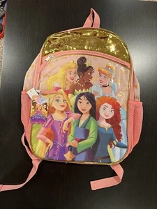 Disney Princesses Backpack 17" - Princess Mulan Aurora Cinderella Merida Tiana - Picture 1 of 4