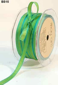 1/4 Inch Solid Iridescent Ribbon – Lt. Green/Turquoise - BS15 - 5.5 Yards - Picture 1 of 1