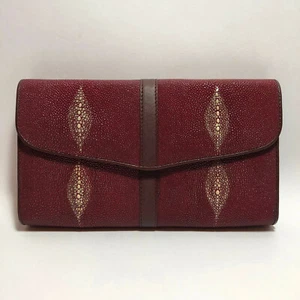 Thailand neu echtes Rochenleder burgunderrot Handtasche Handtasche Damen Clutch - Bild 1 von 7