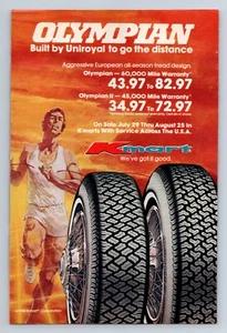 Anuncio impreso Kmart Olympian Tires European 1984 diseño de banda de rodadura para todas las estaciones - Imagen 1 de 1