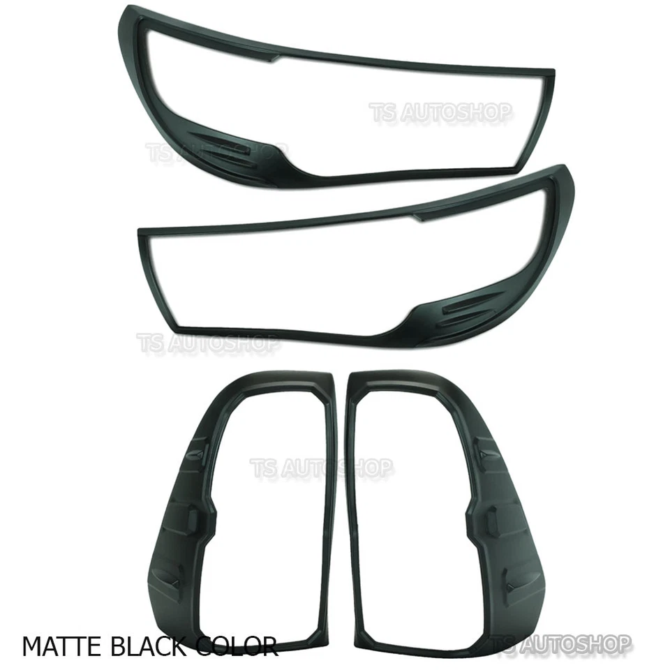 Fits Toyota Hilux Revo Sr5 2015 2017 Set Matte Black Head Tail Lamp Light Cover - Image 1 of 4