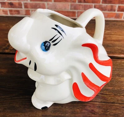 Jarra de agua Dumbo de colección cerámica roja negra blanca jarra elefante rara Foto 1 de 4