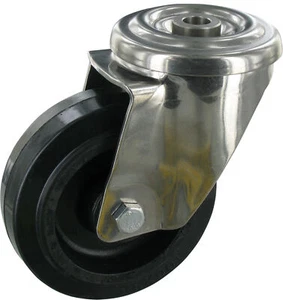 Heat resistant swivel castor without brake ø100 silicone rubber back hole up to 250 - Picture 1 of 2
