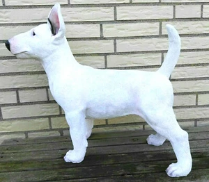 Groß Hundefigur Outdoor Bullterrier Welpe Weiß Garten Hund Figur Kampfhund Dog - Bild 1 von 11
