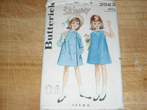 👼🏻 1964 BUTTERICK #3023 - GIRLS TENT DRESS & DOUBLE BREASTED COAT PATTERN 6 FF - Picture 1 of 2