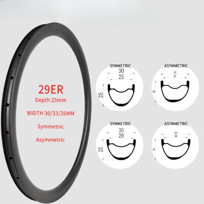 29er MTB XC AM 自行车碳边 25 毫米深 30 33 35 毫米输出宽 UD 3K 12K — 第 1/4 张图片