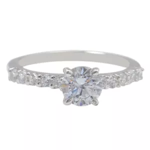 1.25Ct D/VVS1 Round Shape Solitaire With Accents Women's Ring In 14KT White Gold - Picture 1 of 7