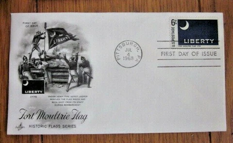 COLONIAL FLAGS FORT MOULTRIE FLAG 1775  1968 ARTCRAFT CACHET FDC VF UNADDR Cover