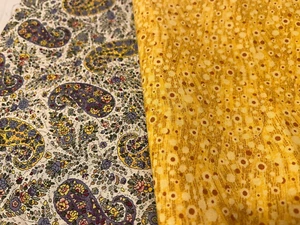 2 Pc Hoffman Purple Yellow Paisley & Yellow Print Cotton About 2 Yards - Picture 1 of 5
