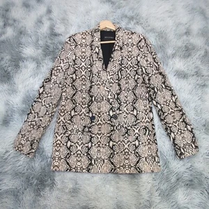 Decjuba Snakeskin Blazer Jacket Womens 12 Lightweight Flowy Double Breasted - Picture 1 of 15