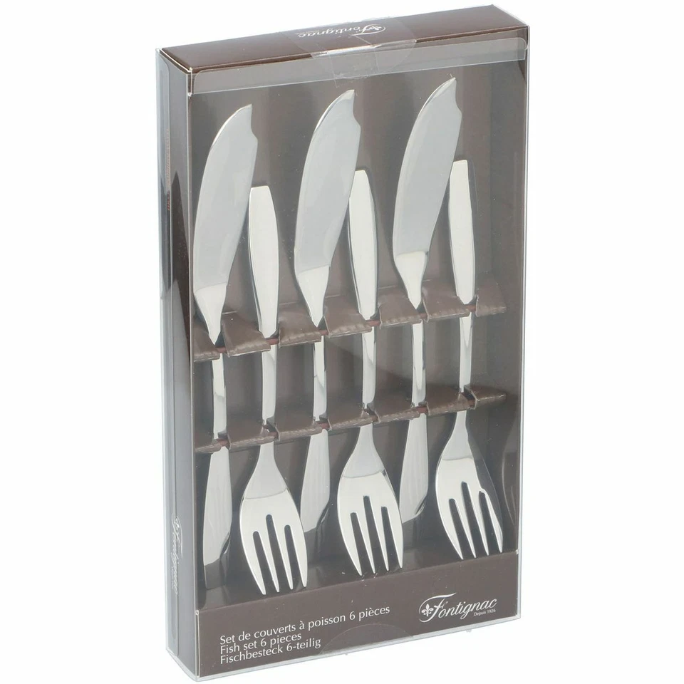 Fischbesteck Set 6tlg. Edelstahl Besteckset Fischmesser und Gabel Tafelbesteck - Bild 1 von 1