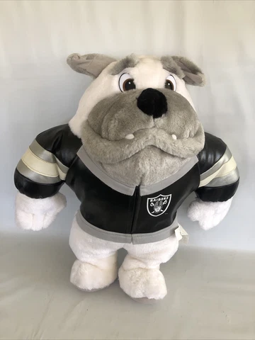 Vintage 1998 Play Football Oakland Raiders NFL  16”Stuffed Bulldog Plush  clean Cover