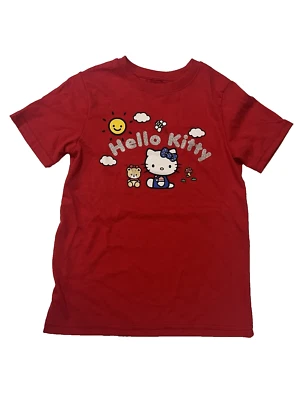 NEW Sanrio Red, White & Blue Hello Kitty Girls Crewneck Tee T-shirt  Small 8-10 - Image 1 of 3