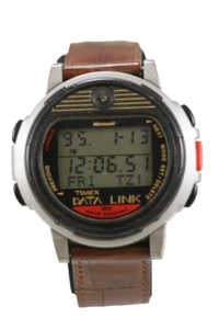Timex Data Link Herren Armbanduhr Grau Plastik Leder Wr Licht Alarm Datum Chrono - Bild 1 von 6