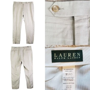 Pantalone LRL Polo Ralph Lauren taglia 38x32 uomo kaki piatto davanti lino dritto - Foto 1 di 8