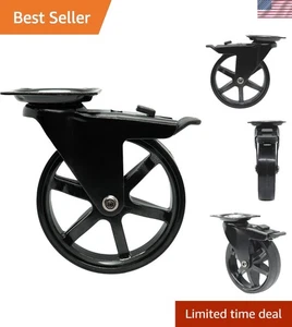 4-Inch Vintage Designer Casters - Set of 4, Gloss Black - Picture 1 of 12