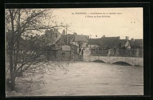 CPA Bourges, Inondations de 1910, L´Yèvre au Pont St. Privé, inondation - Picture 1 of 2