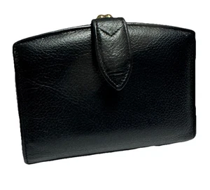 Vintage Coach Leather Wallet W/Kisslock Coin Purse Black - Picture 1 of 15