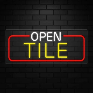 Open Tile Neon Sign for Retail Displays | LED Flex Neon | 32"W x 13"H x 1"D - Picture 1 of 5