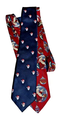 Corbatas de Navidad de Papá Noel Cambridge Classics azul seda y rojo vacaciones 58" cada una Foto 1 de 4