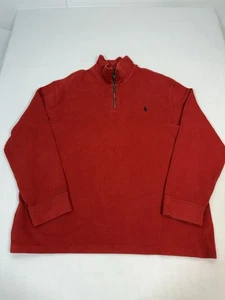 Polo Ralph Lauren Pullover Herren 2XL Rot 1/4 Zip Mock Neck Langarm Pulli - Bild 1 von 17