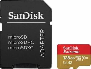 Carte mémoire SanDisk 128 Go Extreme Micro SDXC U3 A2 V30 SDSQXA1-128G-GN6MA - Photo 1 sur 3