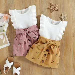 Toddler Girls Outfits Clothes Casual Party T-shirt Tops+Skirts Shorts Dress Set - Picture 1 of 11